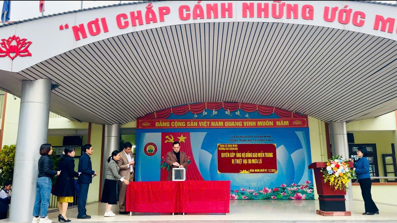 Ngành Giáo dục và Đào tạo xã Bình Minh chung tay hướng về miền Trung