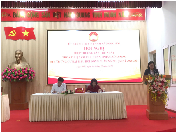 ỦY BAN MẶT TRẬN TỔ QUỐC XÃ NGỌC HỒI TỔ CHỨC HỘI NGHỊ HIỆP THƯƠNG LẦN THỨ NHẤT GIỚI THIỆU NGƯỜI ỨNG CỬ ĐẠI BIỂU HĐND XÃ NHIỆM KỲ 2026–2031- Ảnh 2.
