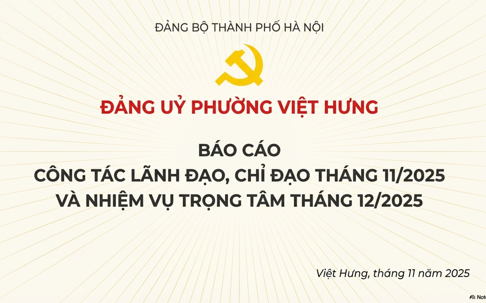 Báo cáo công tác lãnh đạo, chỉ đạo tháng 11/2025 và nhiệm vụ trọng tâm tháng 12/2025