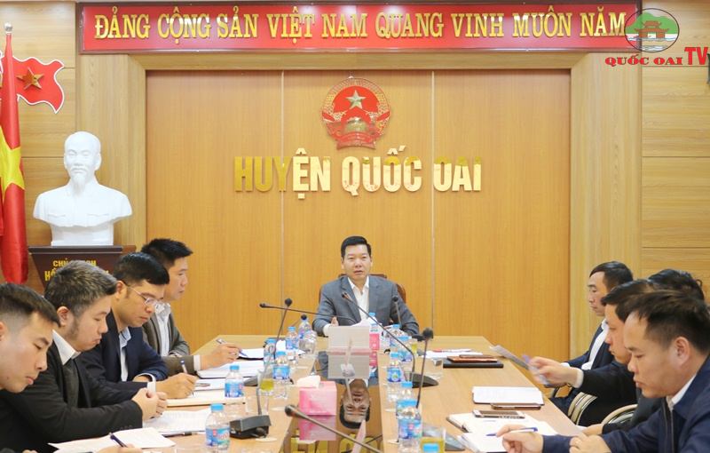 Hội nghị nghị kiểm đếm tiến độ và giải quyết vướng mắc công tác Giải phóng mặt băng ( GPMB) 1 số  Dự án trọng điểm trên địa bàn huyện- Ảnh 1.
