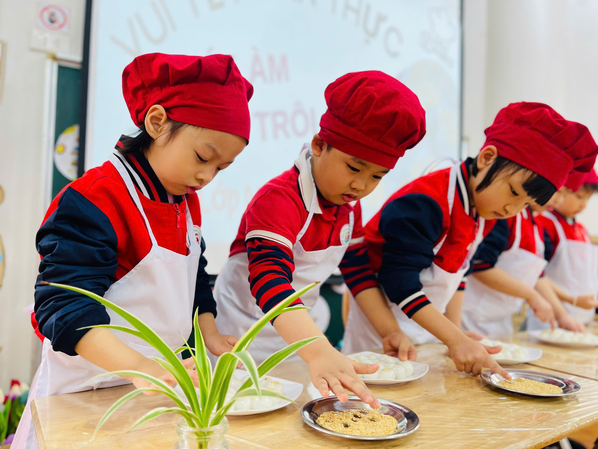 Các bé trường mầm non Linh Đàm trải nghiệm làm bánh trôi - tết hàn thực- Ảnh 2.