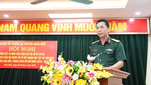 Đảng bộ Quân sự huyện tổng kết 10 năm thực hiện Chỉ thị số 05-CT/TW về đẩy mạnh học tập và làm theo tư tưởng, đạo đức, phong cách Hồ Chí Minh- Ảnh 5.