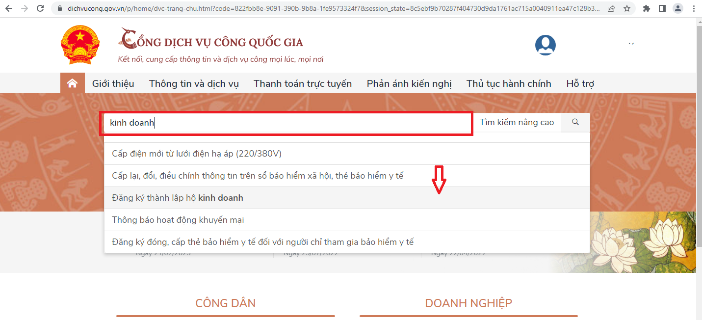 XÃ PHƯỢNG DỰC HƯỚNG DẪN NỘP HỒ SƠ ĐĂNG KÝ HỘ KINH DOANH TRỰC TUYẾN (DVC toàn trình)- Ảnh 3.