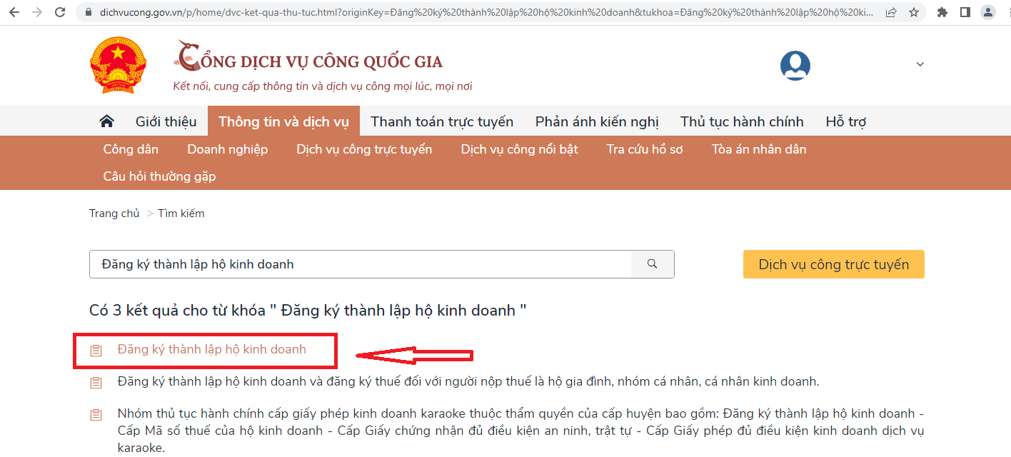XÃ PHƯỢNG DỰC HƯỚNG DẪN NỘP HỒ SƠ ĐĂNG KÝ HỘ KINH DOANH TRỰC TUYẾN (DVC toàn trình)- Ảnh 4.