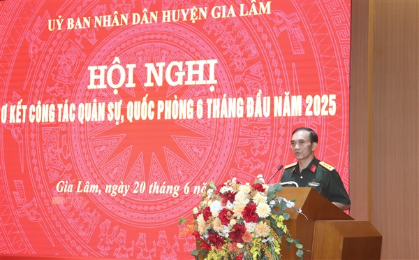 Huyện Gia Lâm sơ kết công tác quân sự 6 tháng đầu năm 2025- Ảnh 2.