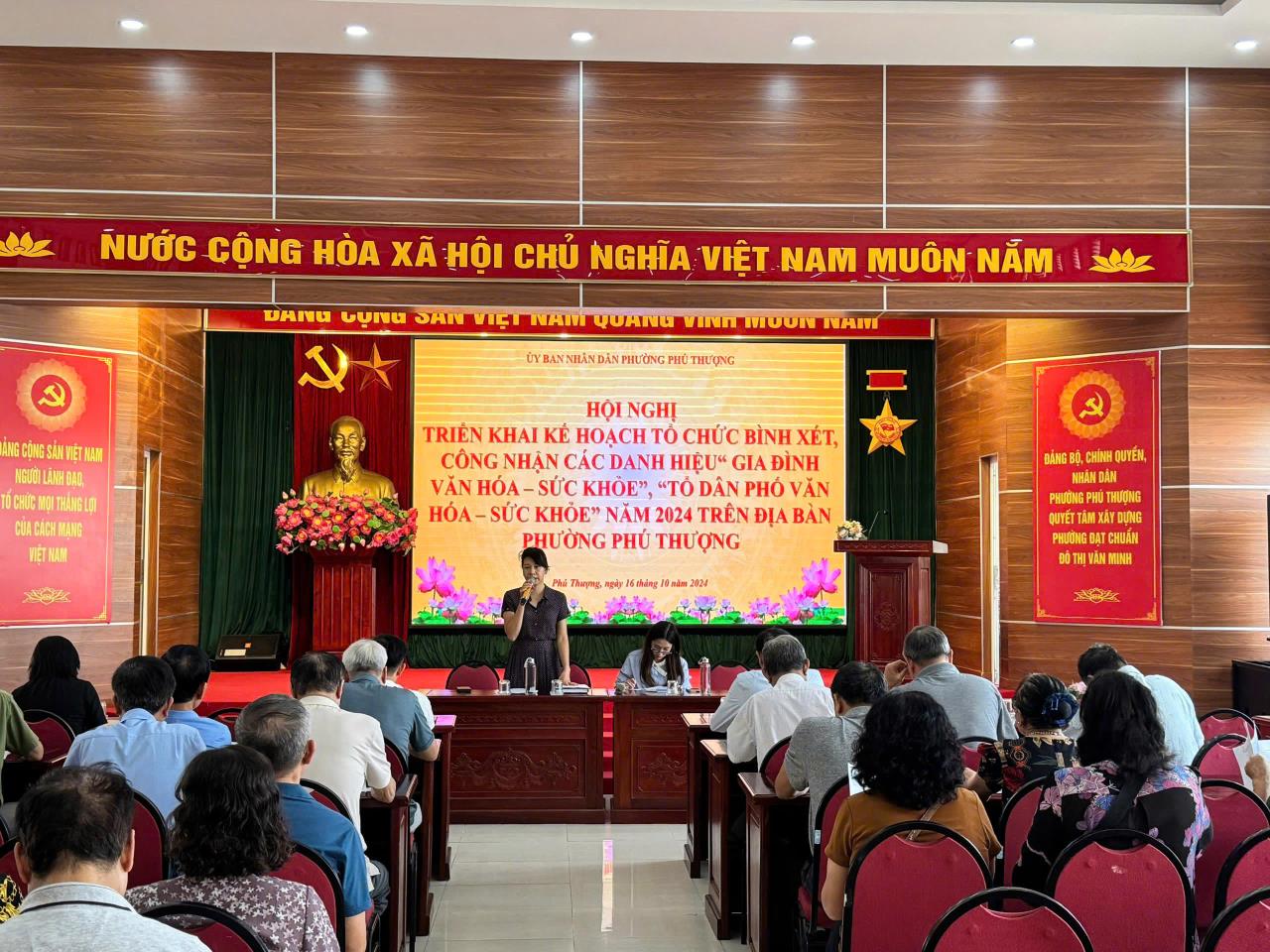 HỘI NGHỊ TRIỂN KHAI KẾ HOẠCH BÌNH XÉT, CÔNG NHẬN CÁC DANH HIỆU “GIA ĐÌNH VĂN HÓA - SỨC KHỎE”, “TỔ DÂN PHỐ VĂN HÓA - SỨC KHỎE” NĂM 2024 TRÊN ĐỊA BÀN PHƯỜNG PHÚ THƯỢNG- Ảnh 2.