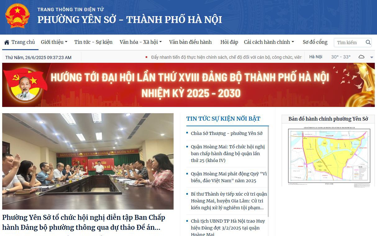 Trang Thông tin điện tử Phường Yên Sở