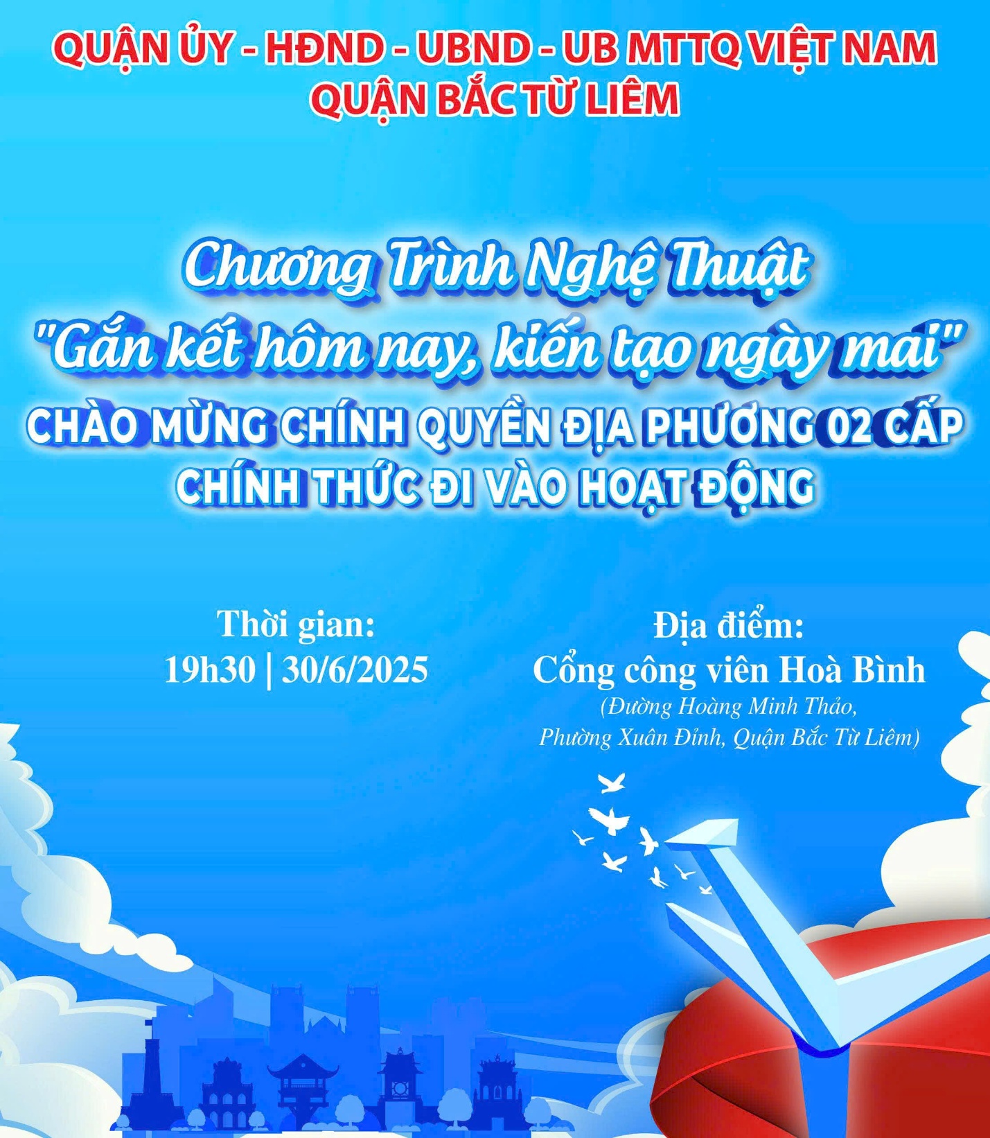 Quận ủy - HĐND - UBND - UB. MTTQ VN quận Bắc Từ Liêm tổ chức chương trình nghệ thuật "Gắn kết hôm nay, kiến tạo ngày mai" - Ảnh 1.