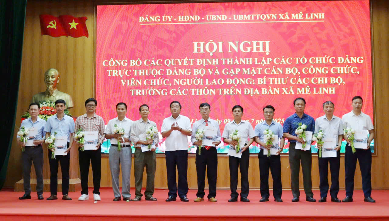 Mê Linh: Công bố các quyết định thành lập các tổ chức Đảng trực thuộc và gặp mặt cán bộ- Ảnh 3.