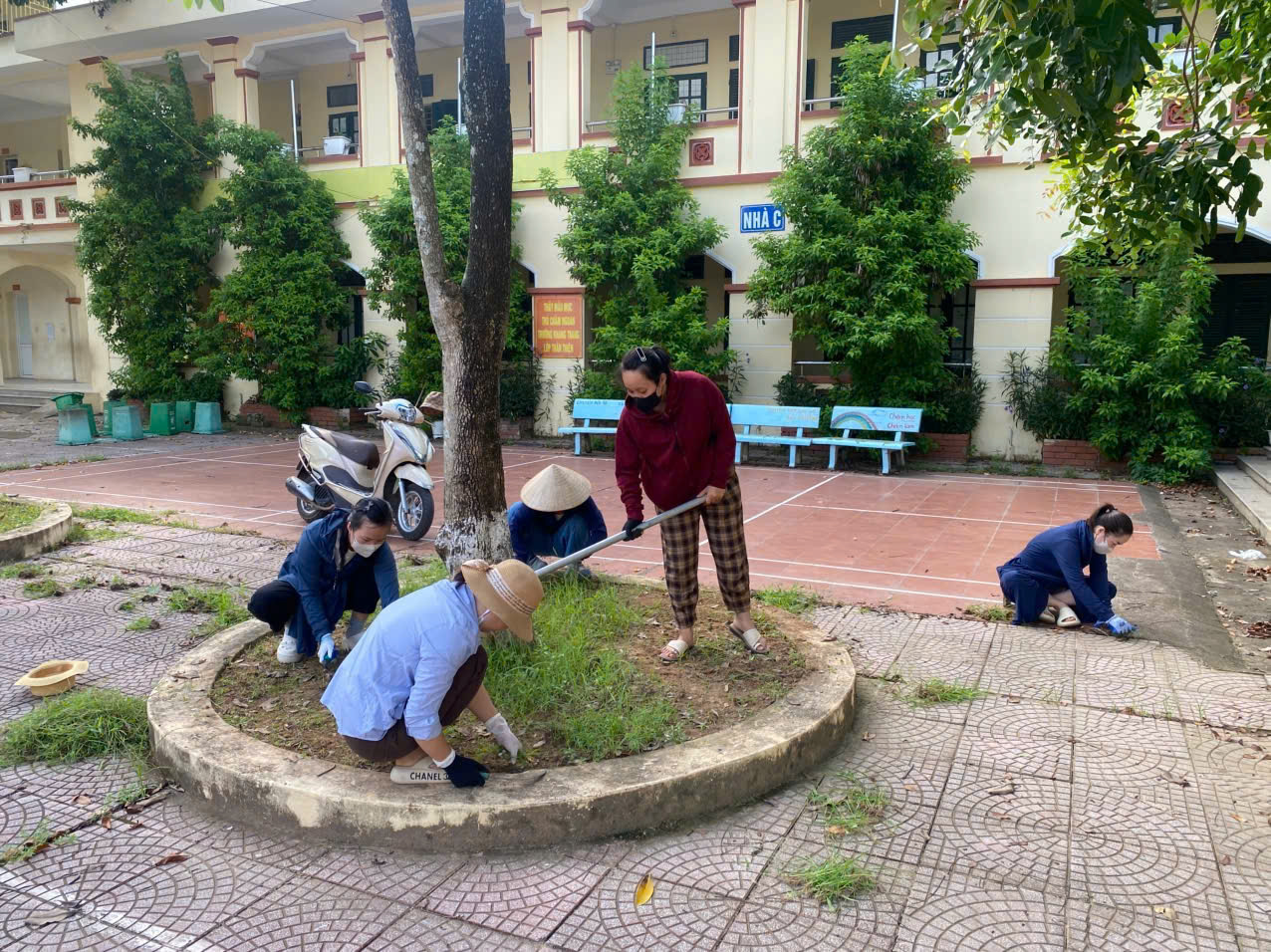 Chi Đoàn thanh niên trường  tiểu học Tòng Bạt xã Bất Bạt ra quân lao động vệ sinh khuân viên trường học trong dịp hè.- Ảnh 3.
