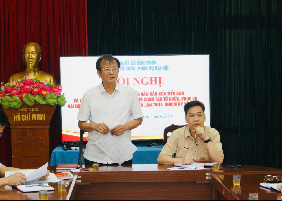 Họp tiểu ban tổ chức, phục vụ đại hội Đảng bộ xã Ứng  Thiên lần thứ nhất, khoá I (Nhiệm kỳ 2025-2030)- Ảnh 1.