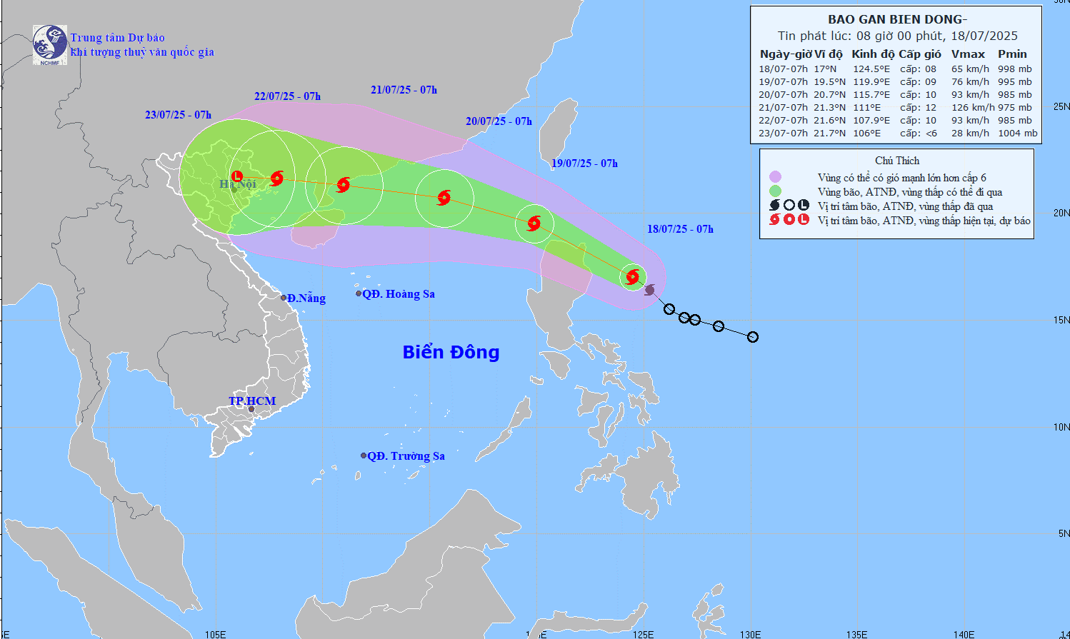 Sáng sớm nay (18-7), áp thấp nhiệt đới trên vùng biển phía Đông Philippines đã mạnh lên thành bão, có tên quốc tế là Wipha. - Ảnh 1.