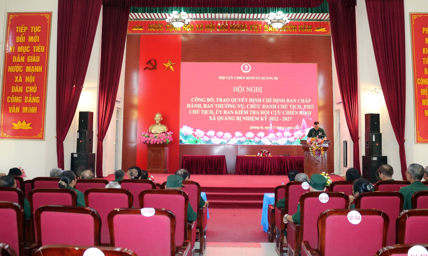 Hội Cựu chiến binh xã Quảng Bị tổ chức Hội nghị công bố, trao Quyết định chỉ định BCH, BTV, Chủ tịch, Phó Chủ tịch, Ủy ban kiểm tra Hội CCB xã.- Ảnh 1.