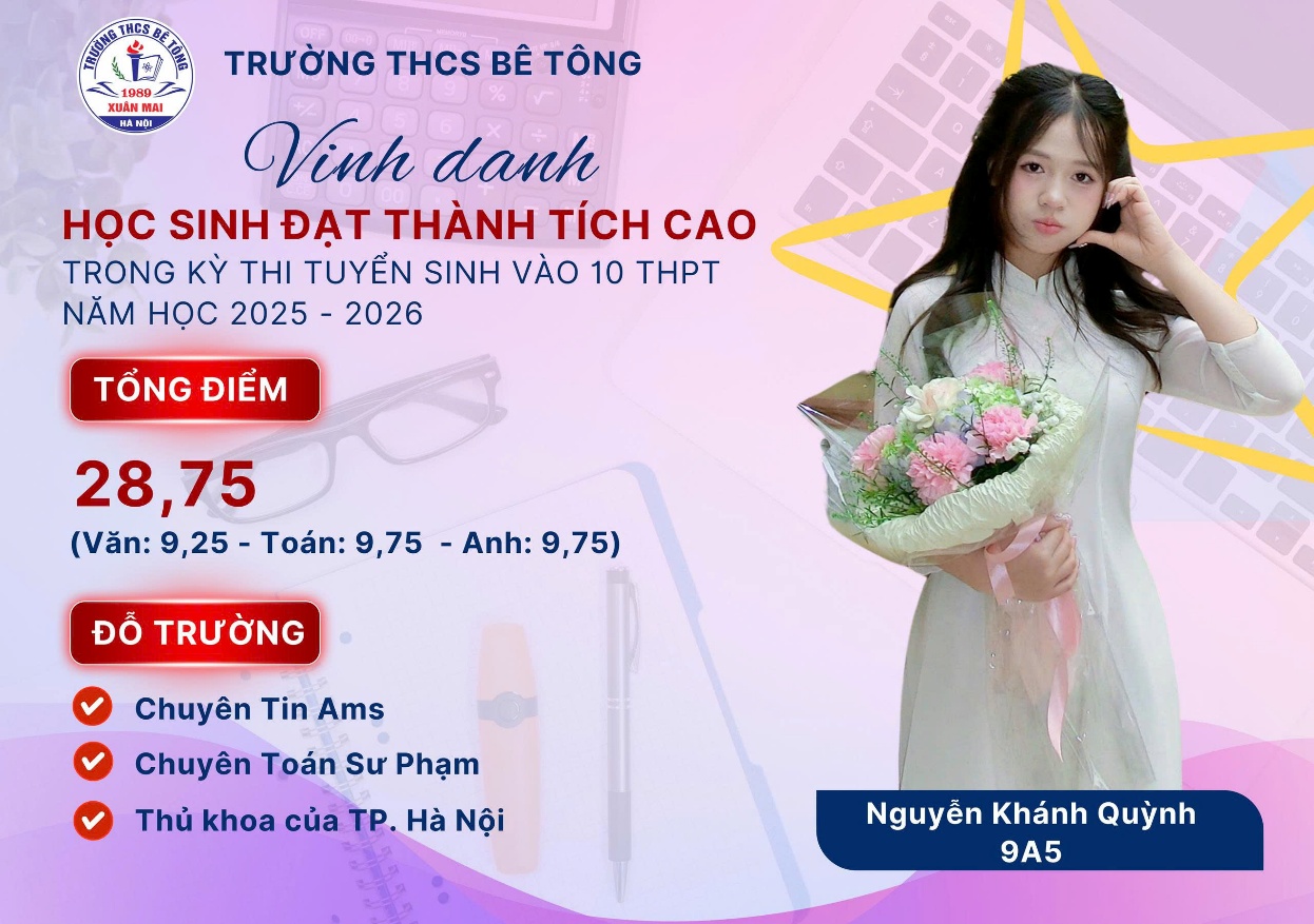 Nữ sinh trường THCS Bê Tông - Tự hào là một trong 8 thủ khoa hệ không chuyên kỳ thi tuyển sinh vào lớp 10 năm học 2025 – 2026- Ảnh 1.