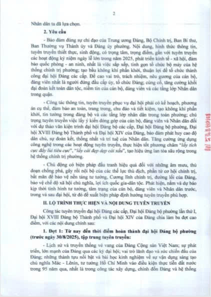 Kế hoạch Tuyên truyền đại hội Đảng các cấp, Đại hội Đảng bộ phường lần thứ I, nhiệm kỳ 2025-2030 tiến tới đại hội đại biểu Đảng bộ thành phố Hà Nội lần thứ XVIII và Đại hội đại biểu toàn quốc lần thứ XIV của Đảng- Ảnh 2.