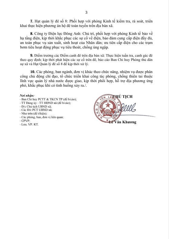 Công điện của Chủ tịch UBND xã Yên Lãng về việc triển khai ứng phó khẩn cấp với bão số 3 năm 2025 trên địa bàn xã.- Ảnh 3.