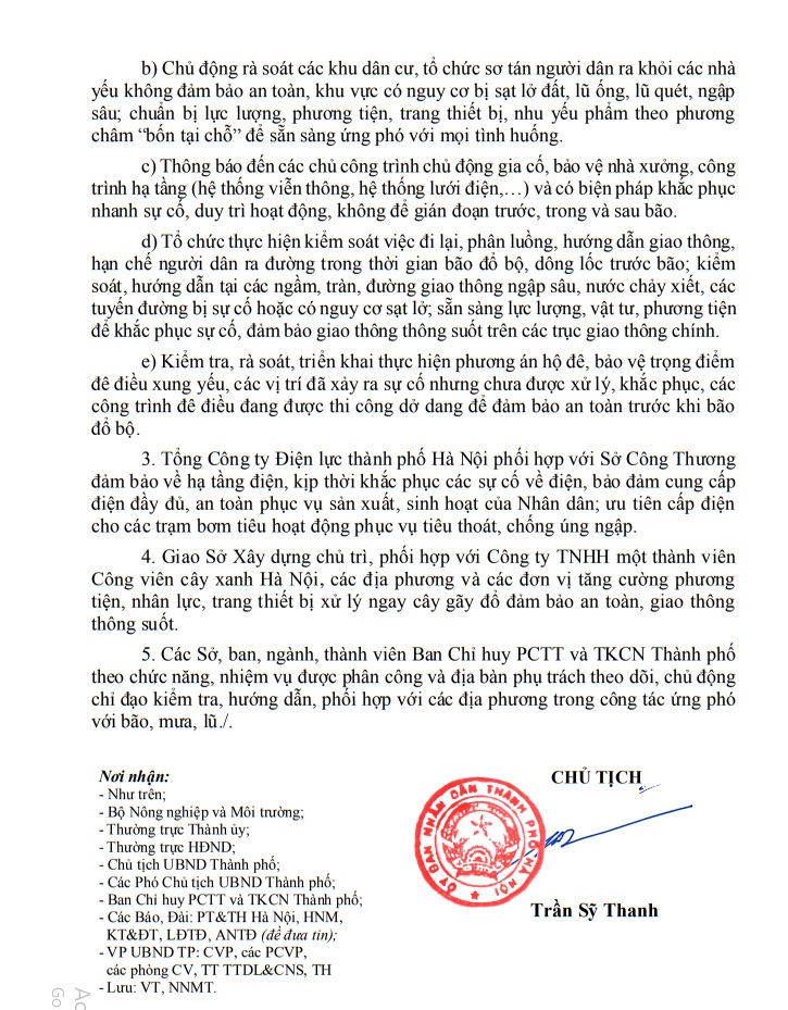 Công điện của Chủ tịch UBND Thành phố Hà Nội yêu cầu khẩn trương triển khai ứng phó khẩn cấp với bão số 3- Ảnh 2.