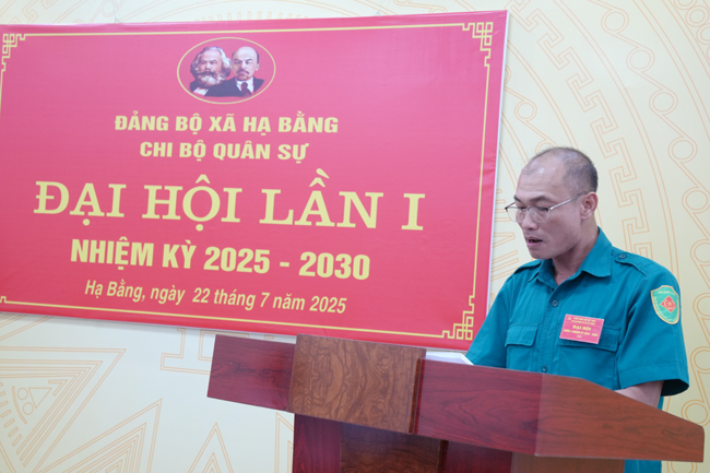 ĐẠI HỘI CHI BỘ QUÂN SỰ XÃ HẠ BẰNG LẦN THỨ NHẤT, 
NHIỆM KỲ 2025–2030- Ảnh 1.