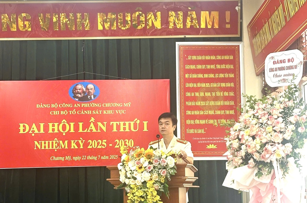 Chi bộ Tổ Cảnh sát khu vực Phường Chương Mỹ tổ chức thành công Đại hội lần thứ I, nhiệm kỳ 2025 – 2030- Ảnh 1.