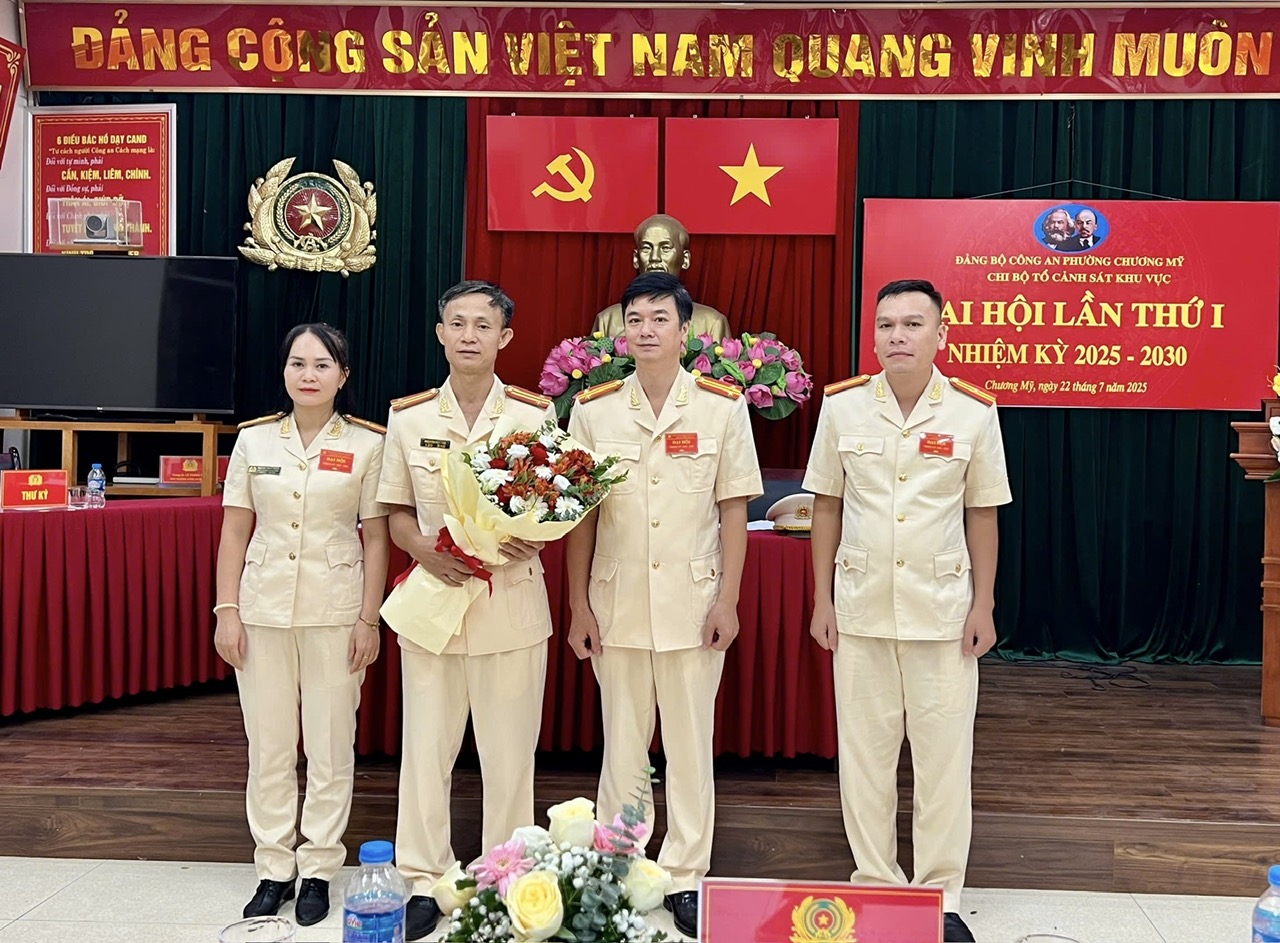 Chi bộ Tổ Cảnh sát khu vực Phường Chương Mỹ tổ chức thành công Đại hội lần thứ I, nhiệm kỳ 2025 – 2030- Ảnh 3.