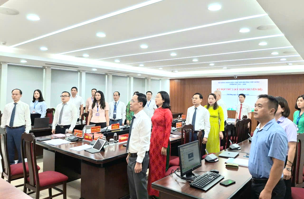 Kỳ họp thứ hai (kỳ họp chuyên đề) Hội đồng nhân dân lâm thời phường Việt Hưng, nhiệm kỳ 2021-2026- Ảnh 1.