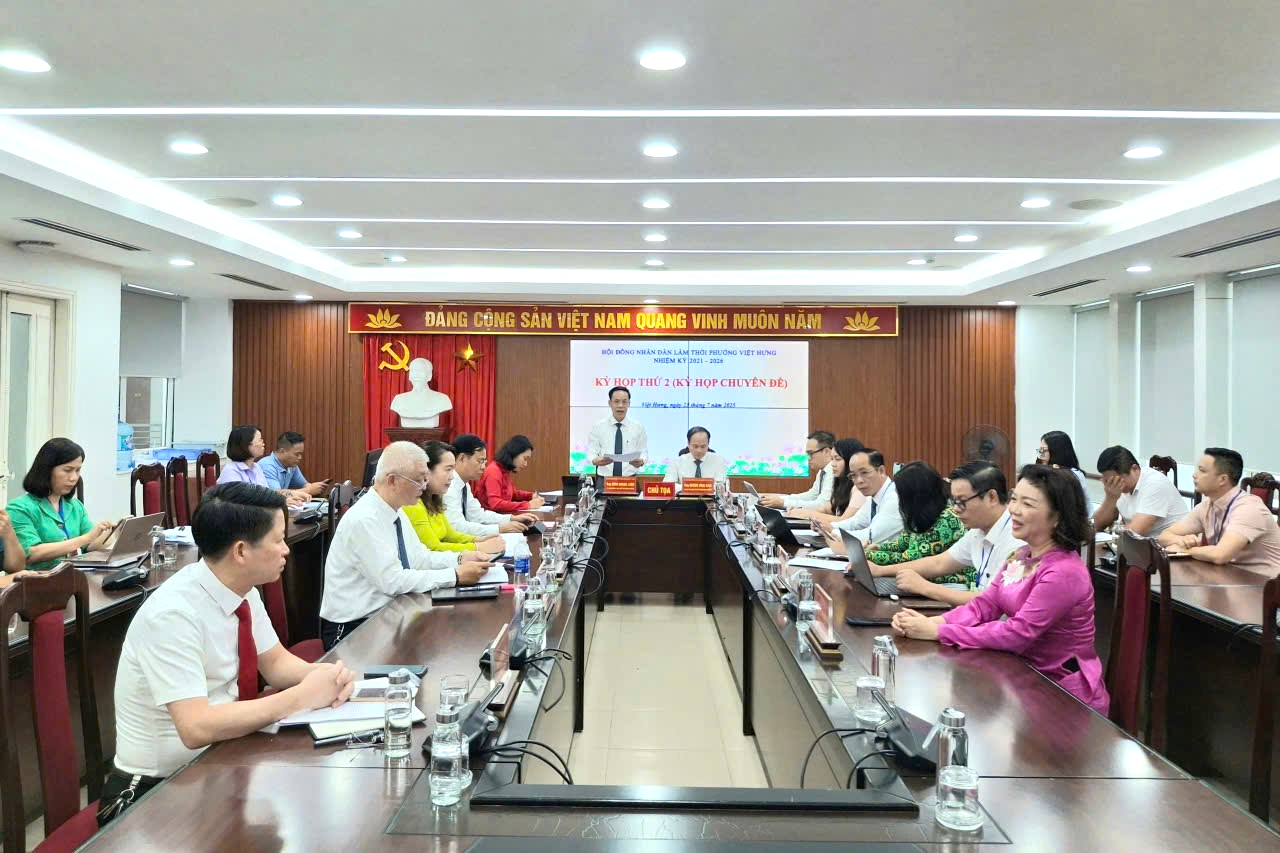 Kỳ họp thứ hai (kỳ họp chuyên đề) Hội đồng nhân dân lâm thời phường Việt Hưng, nhiệm kỳ 2021-2026- Ảnh 3.