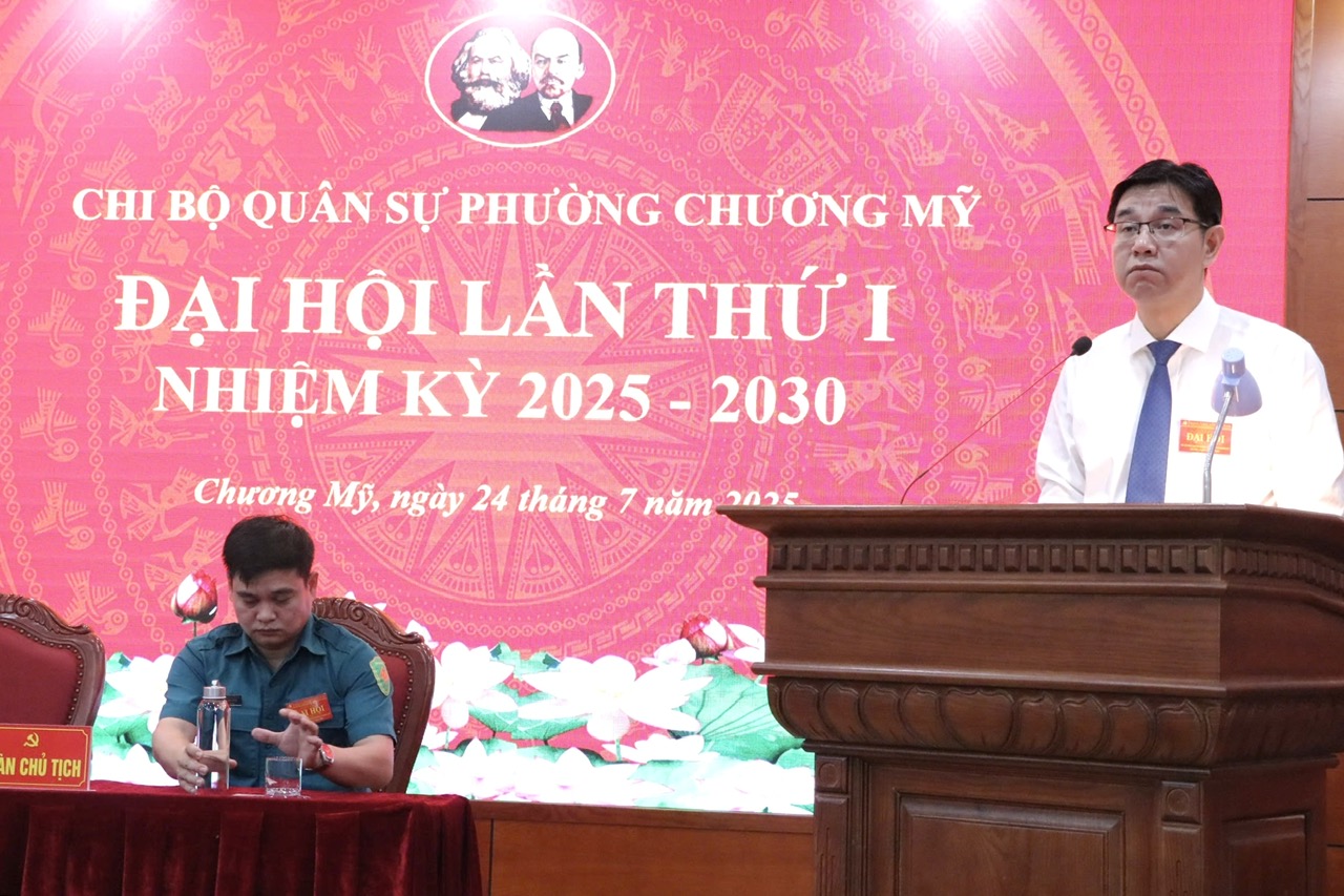 Chi bộ Quân sự phường Chương Mỹ tổ chức thành công Đại hội Chi bộ lần thứ I, nhiệm kỳ 2025 -2030- Ảnh 2.