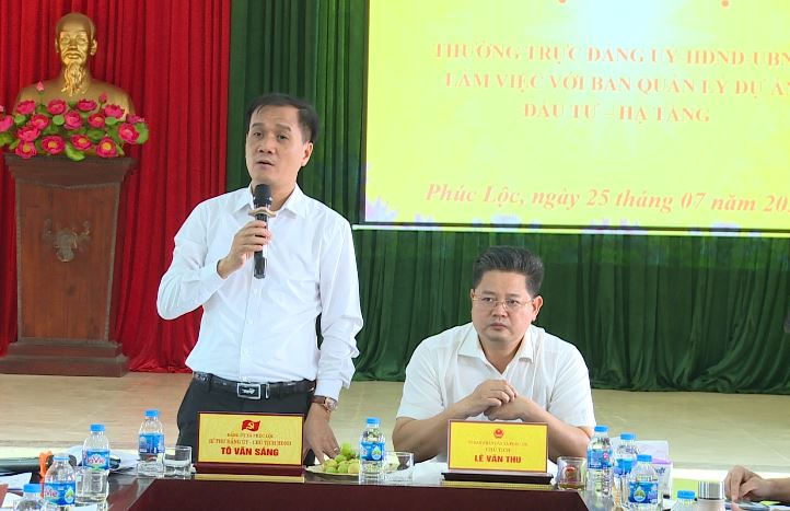 Các đồng chí lãnh đạo xã Phúc Lộc làm việc với Ban Quản lý dự án đầu tư – Hạ tầng- Ảnh 2.