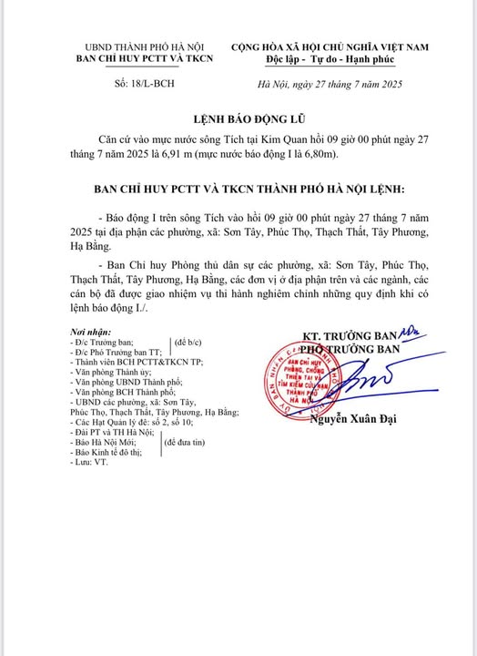 LỆNH BÁO ĐỘNG LŨ TRÊN SỐNG TÍCH - Ảnh 1.