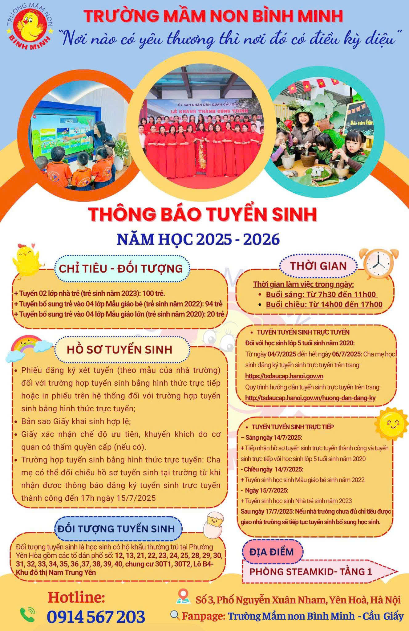 Thông báo tuyển sinh của các trường Mầm non trên địa bàn phường Yên Hòa- Ảnh 2.