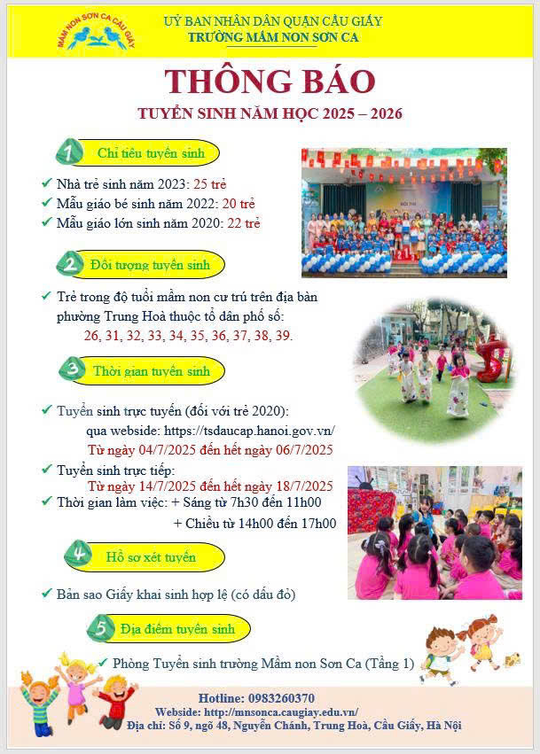 Thông báo tuyển sinh của các trường Mầm non trên địa bàn phường Yên Hòa- Ảnh 4.