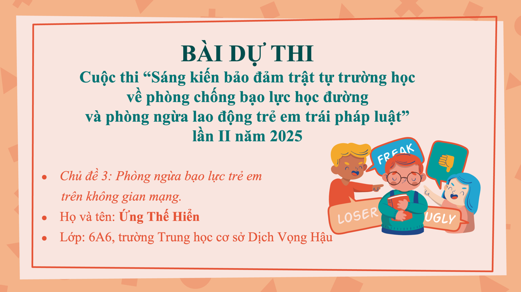 HỌC SINH TRƯỜNG THCS DỊCH VỌNG HẬU ĐẠT GIẢI NHẤT CUỘC THI SÁNG KIẾN VÌ MÔI TRƯỜNG HỌC ĐƯỜNG AN TOÀN- Ảnh 2.