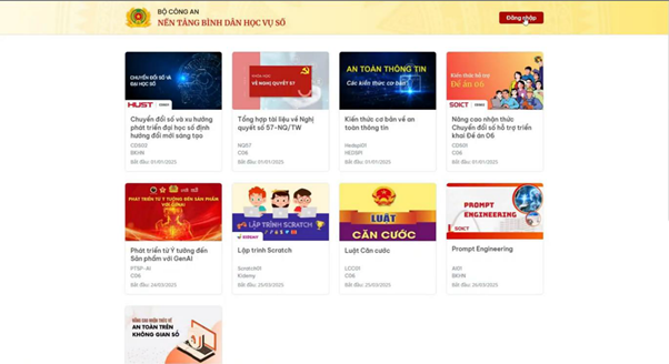 HƯỚNG DẪN SỬ DỤNG NỀN TẢNG BÌNH DÂN HỌC
VỤ SỐ
- Ảnh 1.