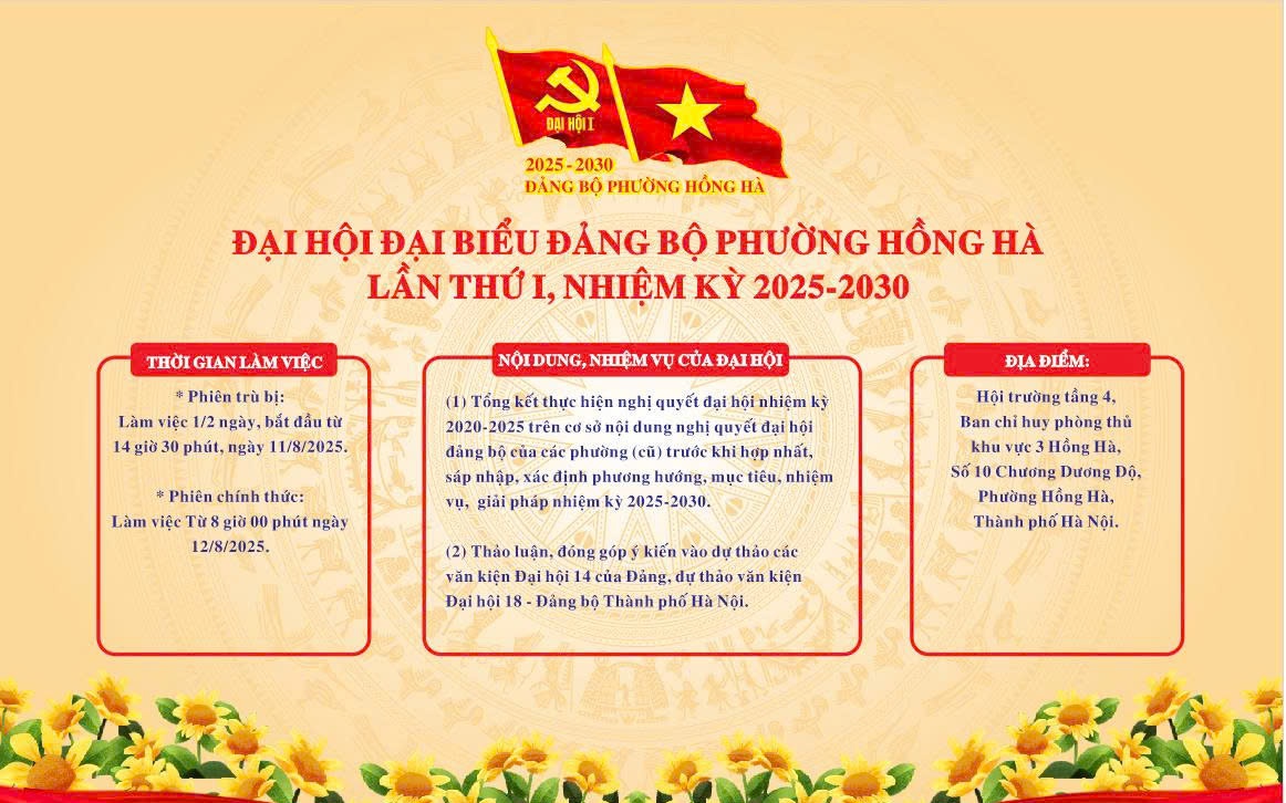 ĐẠI HỘI ĐẠI BIỂU ĐẢNG BỘ PHƯỜNG HỒNG HÀ LẦN THỨ  I, NHIỆM KỲ 2025-2030