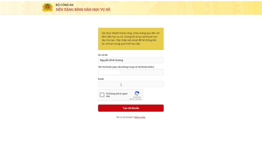 dang nhap email