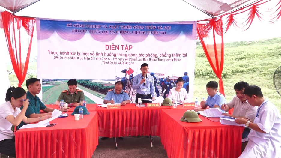 Quảng Oai chủ động diễn tập ứng phó thiên tai, bảo vệ an toàn đê điều- Ảnh 3.