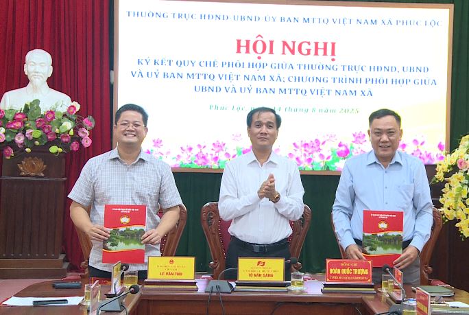 Hội nghị ký kết Quy chế phối hợp giữa Thường trực HĐND, UBND và Ủy ban MTTQ Việt Nam xã; Chương trình phối hợp công tác giữa UBND và Ủy ban MTTQ Việt Nam xã- Ảnh 7.
