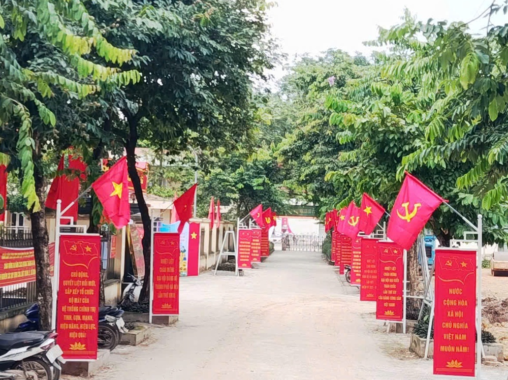 Tổ chức treo cờ Đảng, cờ Tổ quốc tuyên truyền trực quan chào mừng Đại hội Đảng các cấp và kỷ niệm 80 năm Cách mạng Tháng Tám, Quốc Khánh 2/9- Ảnh 1.