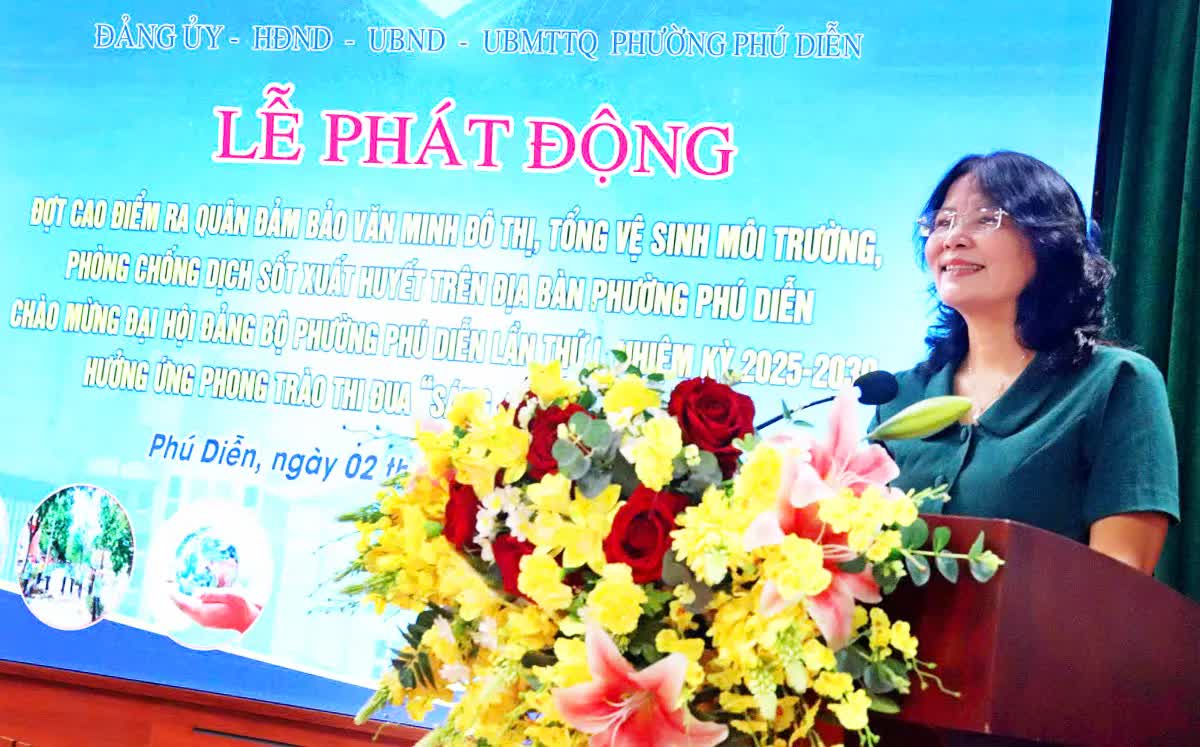 Phú Diễn phát động cao điểm làm sạch môi trường, phòng chống sốt xuất huyết, đảm bảo văn minh đô thị- Ảnh 1.