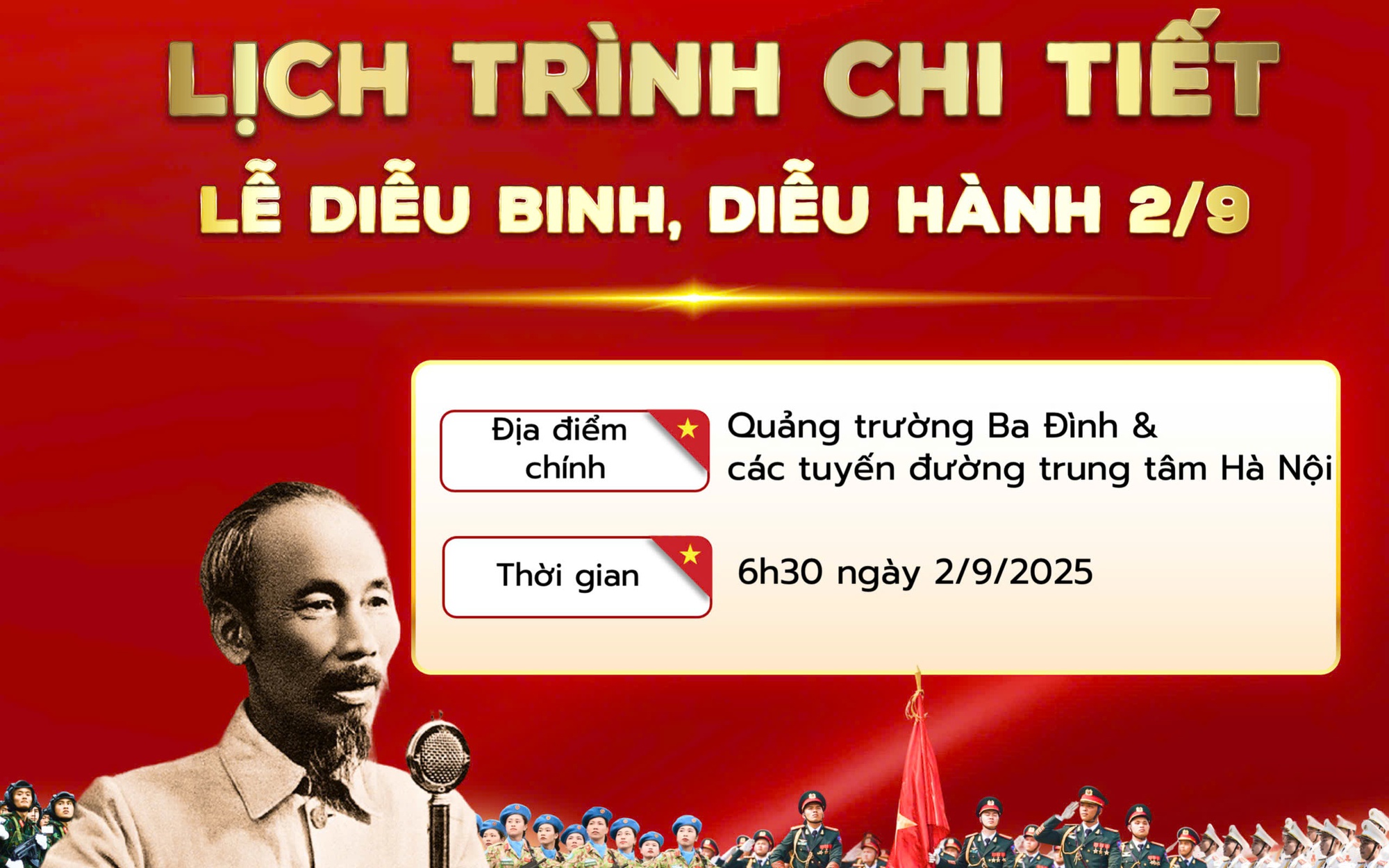 Lịch trình chi tiết Lễ diễu binh, diễu hành kỷ niệm 80 năm Quốc khánh 2/9