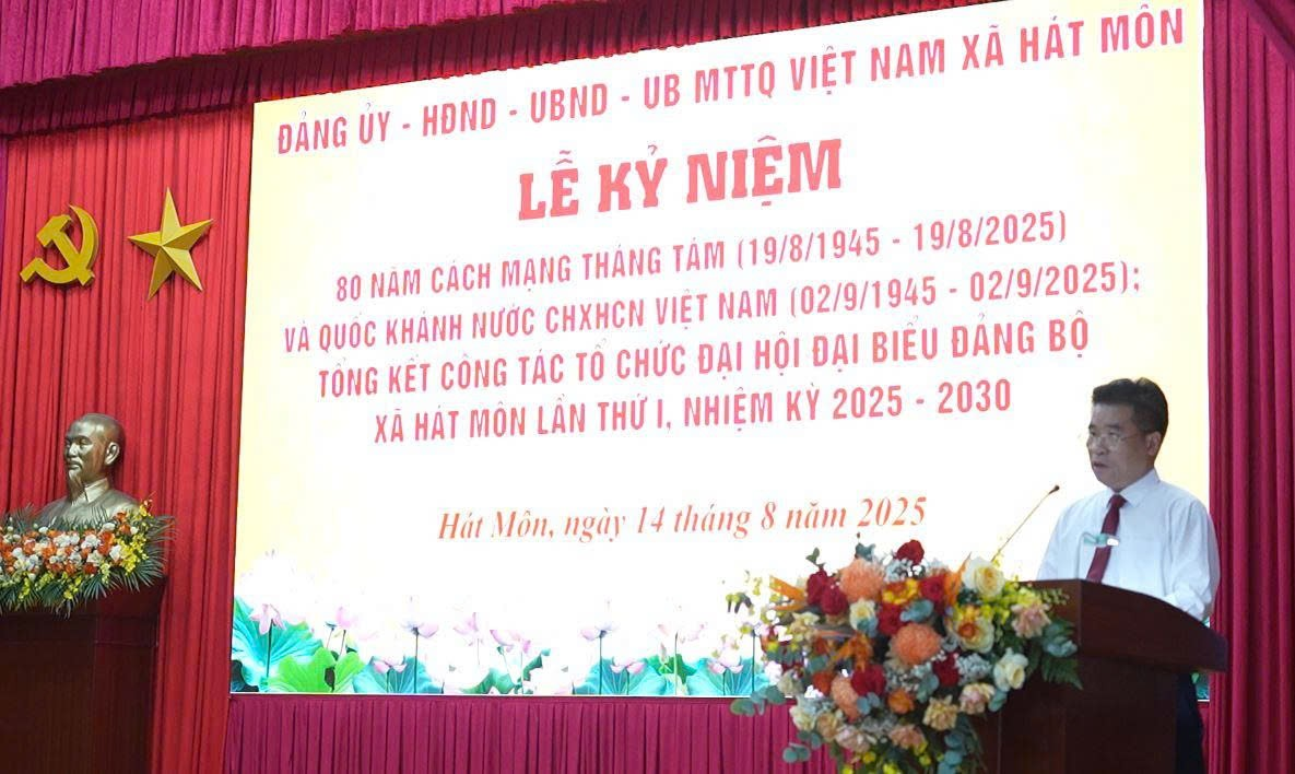 Lễ kỷ niệm 80 năm CM tháng 8 thành công (19/8/1945-19/8/2025) và Quốc khánh Nước CHXHCN Việt Nam (2/9); Tổng kết công tác tổ chức Đại hội Đại biểu Đảng bộ xã Hát Môn lần thứ I, nhiệm kỳ 2025-2030- Ảnh 2.