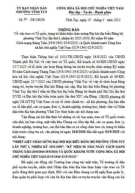 Thông báo treo cờ Tổ quốc- Ảnh 1.
