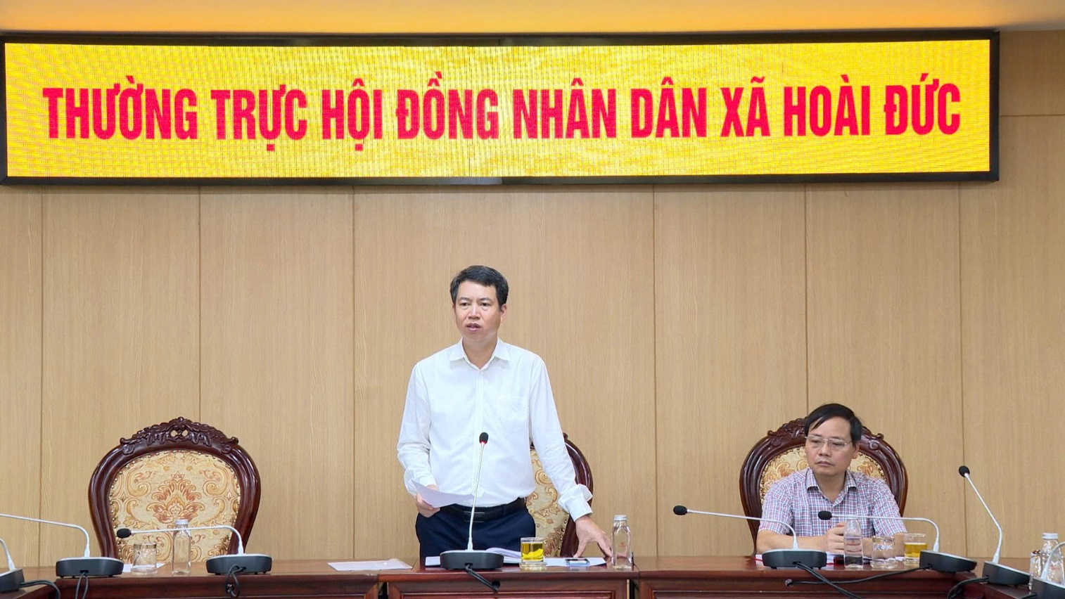 Thường trực HĐND xã Hoài Đức làm việc với UBND xã về việc trả lời các ý kiến, kiến nghị của cử tri tại các cuộc tiếp xúc cử tri sau kỳ họp thứ 2 HĐND xã khóa I, nhiệm kỳ 2021-2026- Ảnh 1.