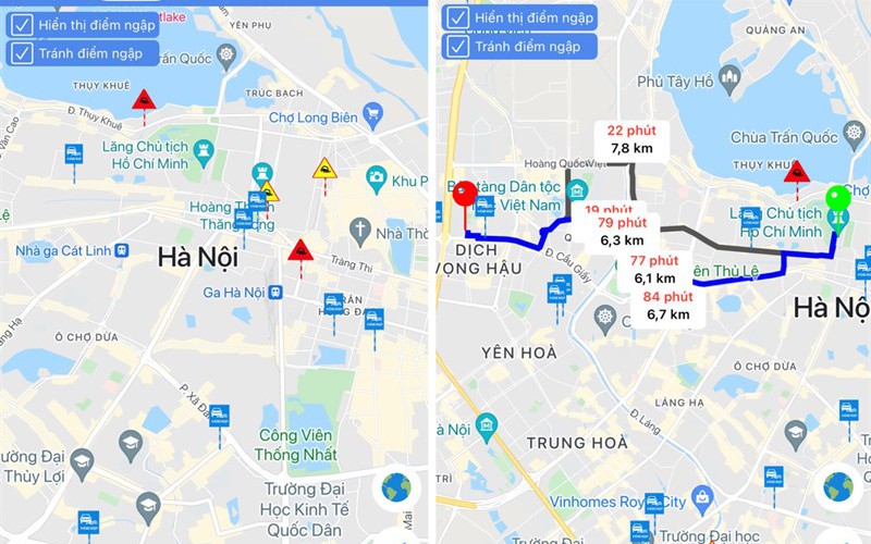 Cách tra cứu điểm ngập lụt tại Hà Nội trên điện thoại