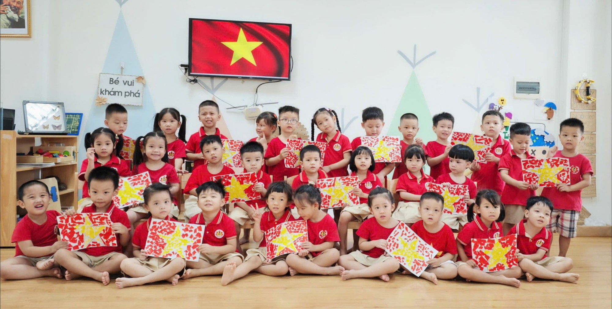 A group of children in red shirts  AI-generated content may be incorrect.