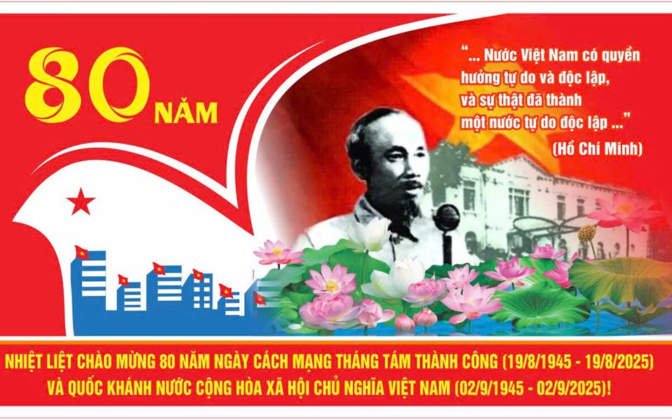 Tuyên truyền kỷ niệm 80 năm ngày Cách mạng tháng Tám (19/8/1945-19/8/2025) và Quốc khánh nước CHXHCN Việt Nam (2/9/1945-2/9/2025).