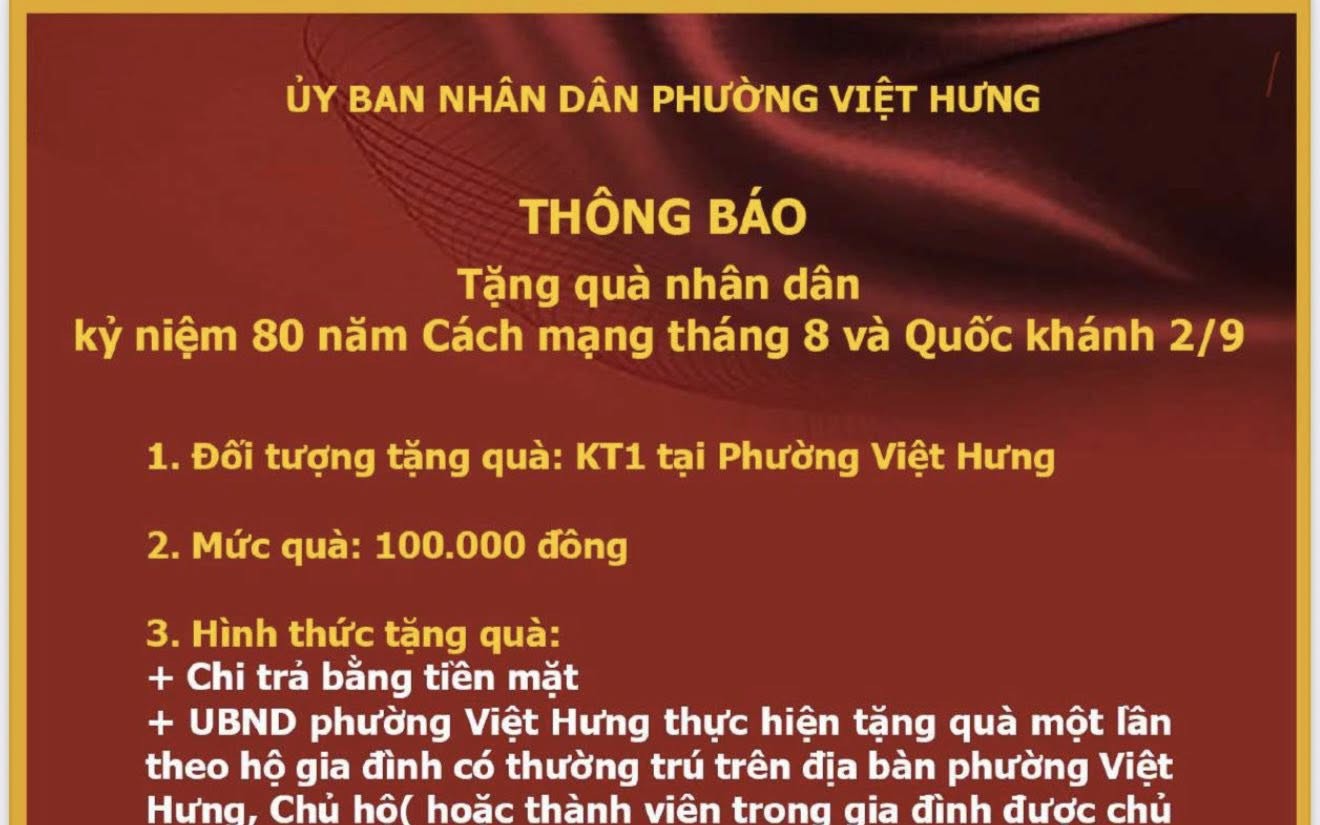 THÔNG BÁO: Tặng quà Nhân dân nhân kỷ niệm 80 năm ngày Cách mạng tháng 8 và Quốc khánh 02/9