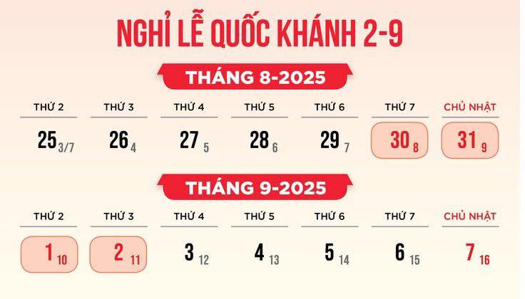 LỊCH NGHỈ LỄ QUỐC KHÁNH 2/9 TRONG 4 NGÀY LIÊN TIẾP- Ảnh 1.