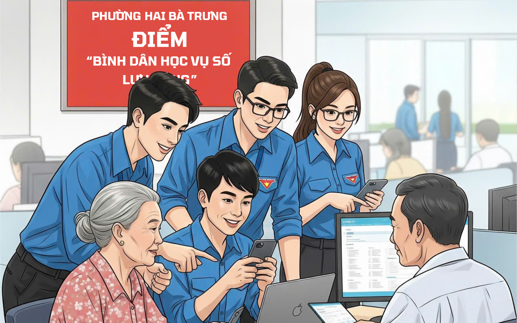 Tổ chức các điểm “Bình dân học vụ số lưu động” và thực hiện Chiến dịch “45 ngày đêm ra quân hỗ trợ hoạt động chuyển đổi số