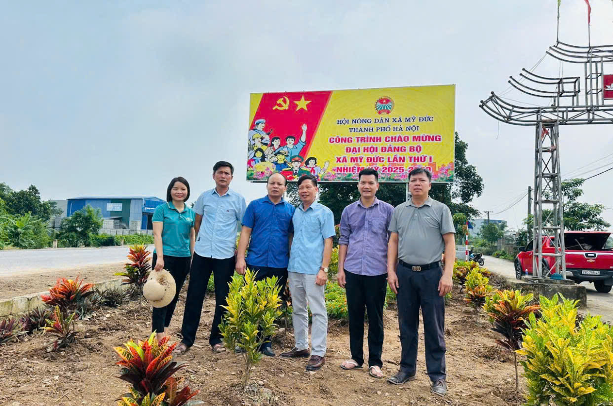Hội Nông dân Mỹ Đức xây dựng vườn hoa và pa-nô chào mừng Đại hội Đảng- Ảnh 3.
